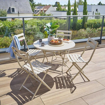 Table de jardin pliante ronde "Greensboro" vert olive 2 places en acier traité époxy - Hespéride