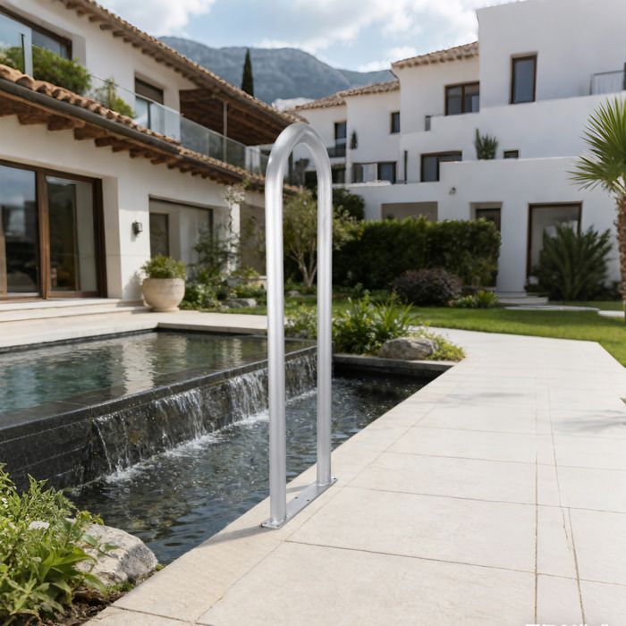 Rampe De Piscine 42.1x19.7in Aluminium Antidérapant, Barre Murale avec Embases, 100kg, Pour Piscine, Spa, Quai, Kit complet inclus