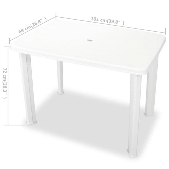 Table de jardin - vidaXL - 101 x 68 x 72 cm - Plastique - Blanc - Résistante aux intempéries