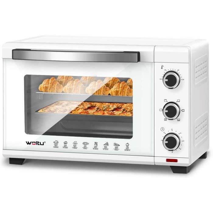 Mini four électrique WOLTU - 32L - 1600W - Rouge - Thermostat réglable - Minuterie 60 min