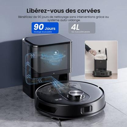 Proscenic Q10 Aspirateur Robot Laveur 2 en 1 - 12000 Pa - Autonomie 200 min - Navigation LiDAR-Corps compact