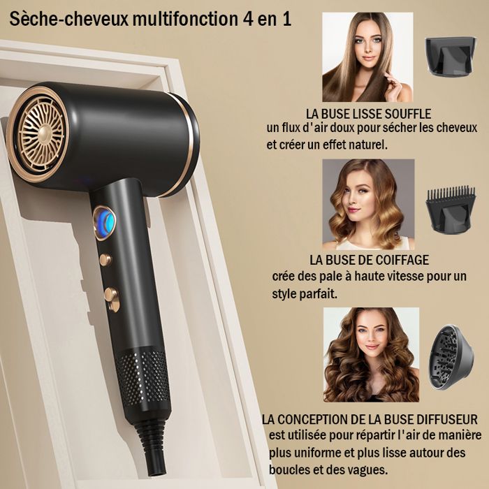 Sèche-cheveux - WENZYLIQUOX - Sans Dégâts Chaleur - 160000 tr/min - 500M ions négatifs - 1600W