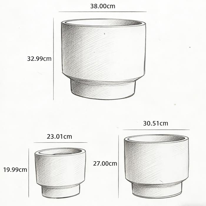 Pots de Fleur en Céramique- Set de 3 pièces-Ø 38,1/30,5/22,9 cm-Bleu
