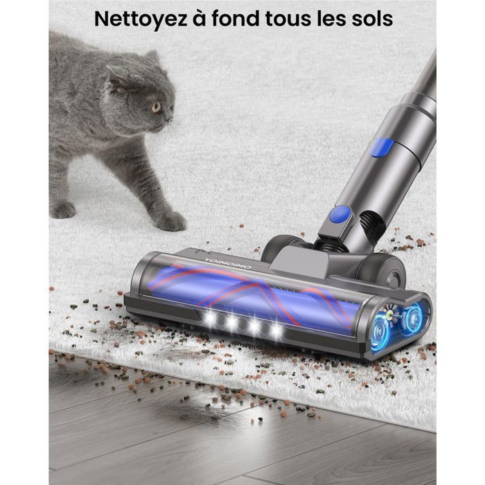 Aspirateur Balai Sans Fil - YOIMOIMO - 650W - 70000 Pa - 70 Min - Charge rapide sur le support - Vidange D'Une Seule Main