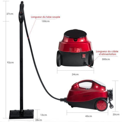 Nettoyeur Vapeur Polyvalent 2000W COSTWAY pour Punaises de Lit-5 BAR-15 Accessoires et Manomètres-Réservoir 1,8L-160°C-4 Roue-Jaune