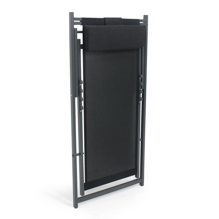 Lot de 2 transats en aluminium anthracite Santiago - Oviala