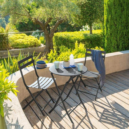 Table de jardin pliante ronde "Greensboro" vert olive 2 places en acier traité époxy - Hespéride