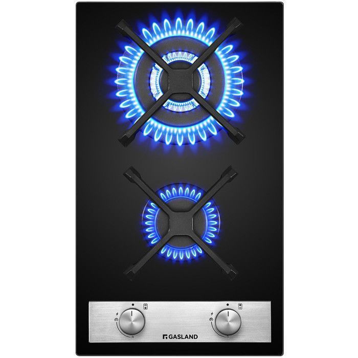 GASLAND GH30BF Plaque de Cuisson Gaz 2 Feux, Plaque gaz Verre trempé, GPL/gaz naturel Noir 30 cm