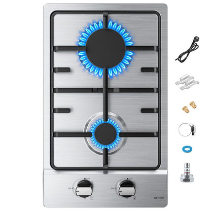 Plaque de Cuisson Gaz - WEHIMO - 4 Feux - Inox - Encastrable - L59 x P51 cm