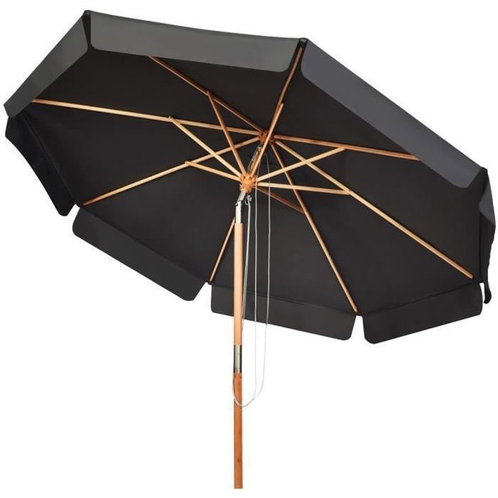 COSTWAY Parasol pour Terrasse Inclinable Dia.3M avec Manivelle Anti-UV,Protection Solaire Toile Polyester Imperméable Gris