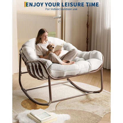 Chaise à bascule pour l'intérieur avec coussin rembourré ,Chaise à bascule en forme d'œuf pour salon, véranda, jardin, terrasse