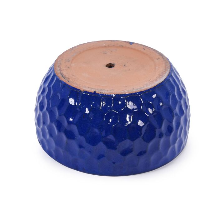 Lot de 3 Pots de Fleurs en Céramique Fait Main - 38/30/25 cm - Bleu Antique