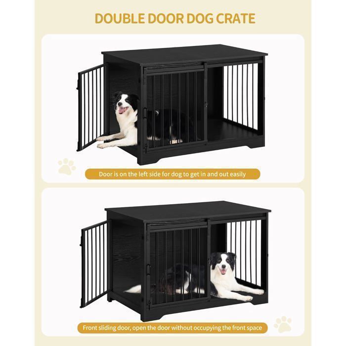 100cm Cage pour Chiens, Table d’Appoint, Niche Moderne pour Chiens, Cage pour Chiots, Maisonnette pour Animaux, 2 Portes