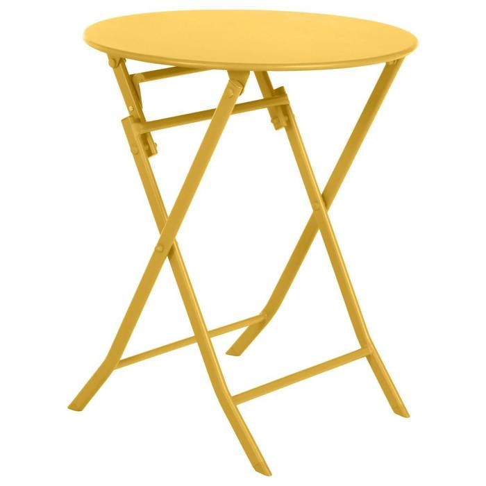 Table de jardin pliante ronde "Greensboro" vert olive 2 places en acier traité époxy - Hespéride