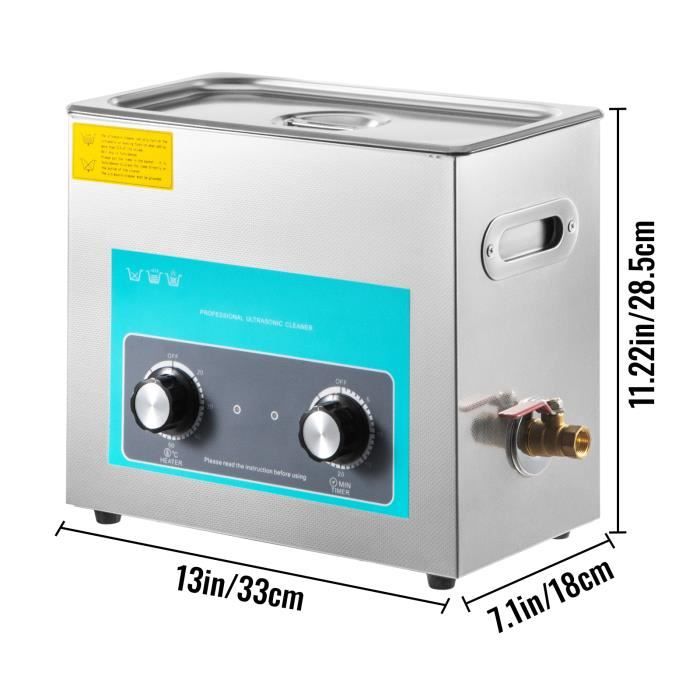 Nettoyeur à Ultrasons 6,5 L - VEVOR - Minuterie Chauffage 80℃