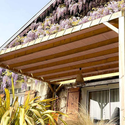 TECPLAST Toile Pergola Taupe 2x3 m LP640PR - Garantie 8 ans - Bâche Pergola ou Tonnelle étanche en PVC pour terrasse