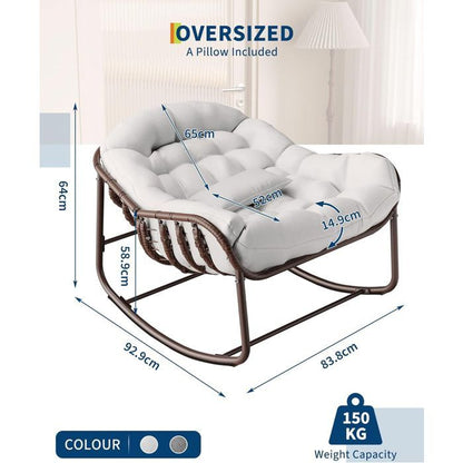 Chaise à bascule pour l'intérieur avec coussin rembourré ,Chaise à bascule en forme d'œuf pour salon, véranda, jardin, terrasse