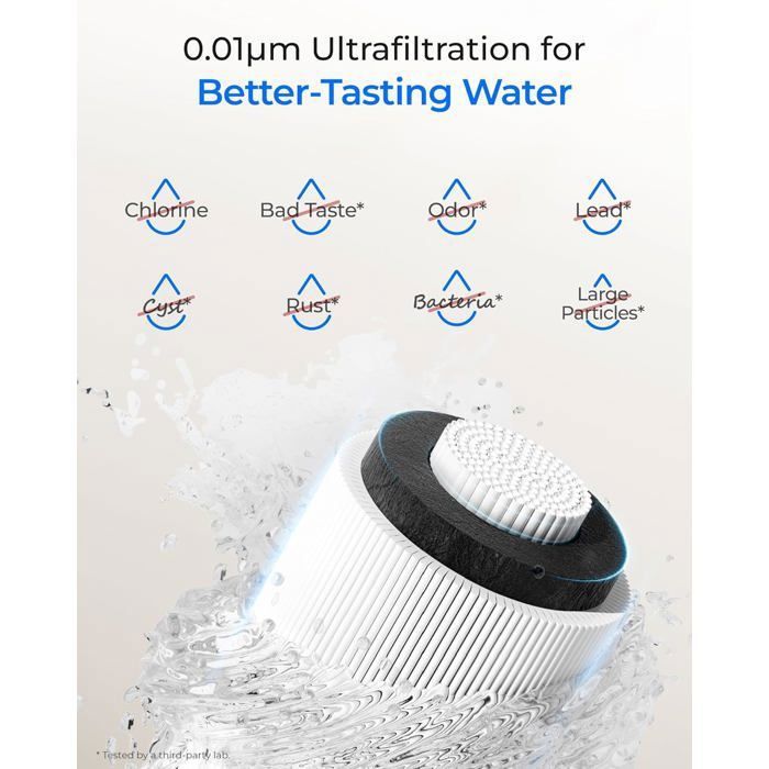 Waterdrop 10UB Système de Filtre à Eau Sous Évier avec Robinet Dédié, 11K Gallons de Filtration D'eau de Grande Capacité