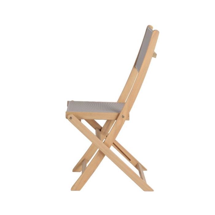 Lot de 2 chaises de jardin RIMINI en bois d'acacia FSC et textilène taupe