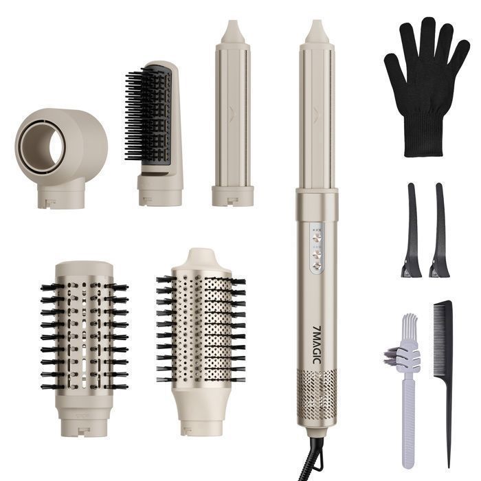 Brosse soufflante haute vitesse - MCURO - 6 en 1 1500W - 3 Vitesses & 3 Températures - Thermostat intelligent - Soin Cheveux - Gris