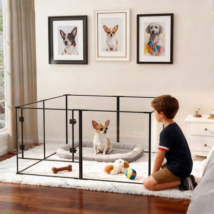 Parc pour Petits Animaux Enclos Lapin Intérieur Rongeur Chiot Cochon d'Inde - 6 Panneaux - 124x63x40cm