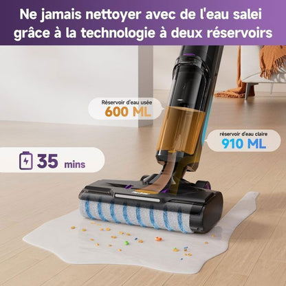Aspirateur Laveur 3-en-1 20000Pa-2026 Redroad H15-Autonomie 50 Mins,Autonettoyage & Auto-Propulsé,Grand réservoir 910ML,Écran LED