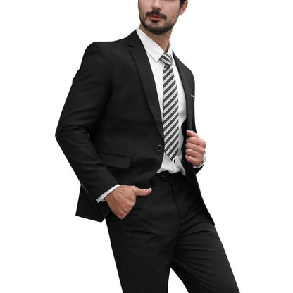Allthemen Costume Homme Mariage Blazer Affaire Cérémonie Slim fit Veste et Pantalon Deux pièce Noir