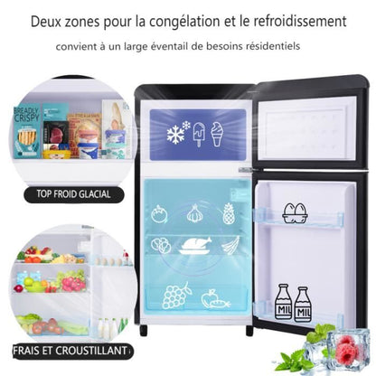 Réfrigérateur rétro - LANGTU - Retro 60L - 2 portes - Congélateur 22 L - 46 dB