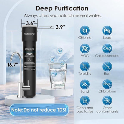 Waterdrop 10UB Système de Filtre à Eau Sous Évier avec Robinet Dédié, 11K Gallons de Filtration D'eau de Grande Capacité