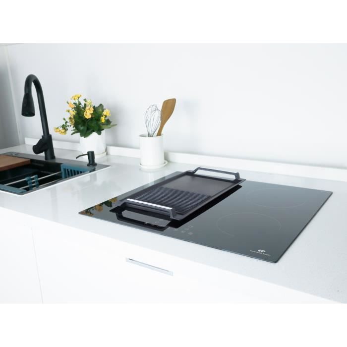 CONTINENTAL EDISON Table induction CETI3B28 3 zones, 6600W - 3 boosters - 3 minuteurs - noir