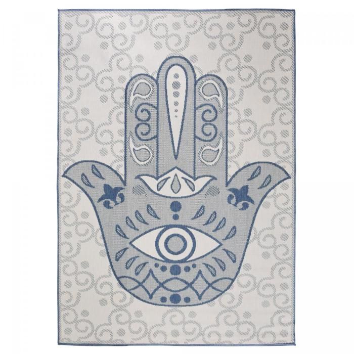 Tapis extérieur, kilim reversible 160x230 LYN2 L REVERSIBLE bleu et beige