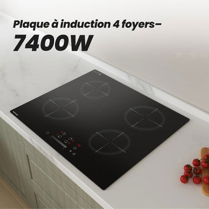 Plaque Induction FIREGAS 60 cm – 3 Foyers, 7400 W, Chauffage Rapide, Design Moderne, Haute Performance