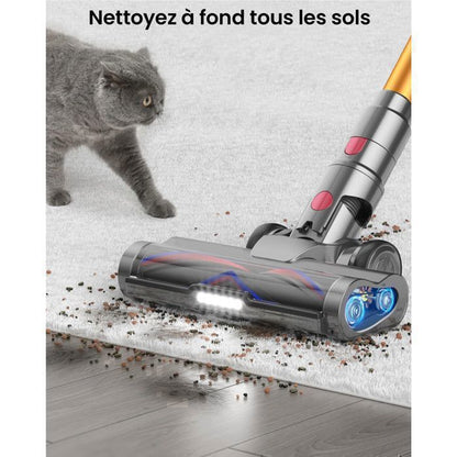 Aspirateur Balai Sans Fil - YOIMOIMO - 650W - 70000 Pa - 70 Min - Charge rapide sur le support - Vidange D'Une Seule Main