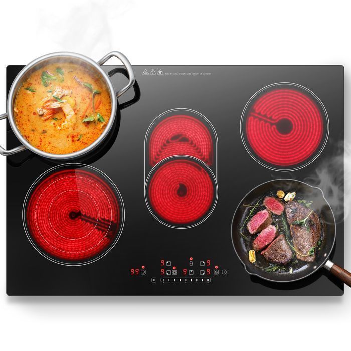 Plaque Vitrocéramique 4 Feux Encastrable,Sndoas 60cm Table de Cuisson,9 Niveaux de Puissance, Minuteur Intégré,6700W