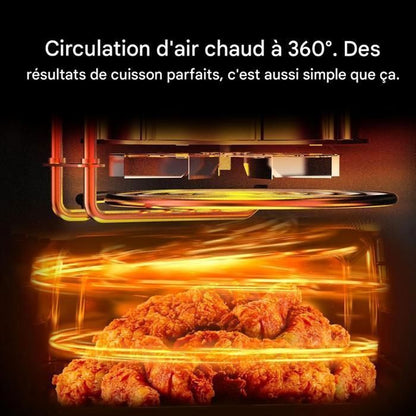 Friteuse sans Huile 12L - Panier Flexible - Écran LED - Cuisson 360° Sans Huile - 10 Programmes - Fenêtre transparente - Air fryer