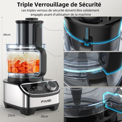 Robot culinaire - FIMEI - HGM-420 - 800W - Bol 1,5 L - 3 vitesses + Pulse