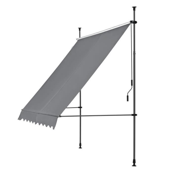 Store Banne Téléscopique Acier Polyester 200 x 120 x 220-309 cm Gris Ardoise