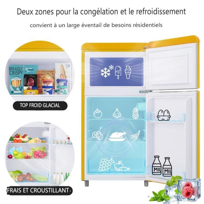 Réfrigérateur rétro - LANGTU - Retro 60L - 2 portes - Congélateur 22 L - 46 dB