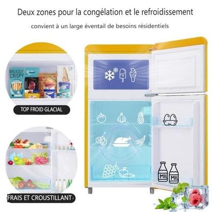 Réfrigérateur rétro - LANGTU - Retro 60L - 2 portes - Congélateur 22 L - 46 dB