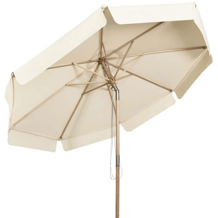 COSTWAY Parasol pour Terrasse Inclinable Dia.3M avec Manivelle Anti-UV,Protection Solaire Toile Polyester Imperméable Beige