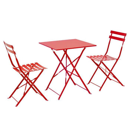 Table de jardin et 2 chaises acier 60 cm vert cactus Rome - Oviala