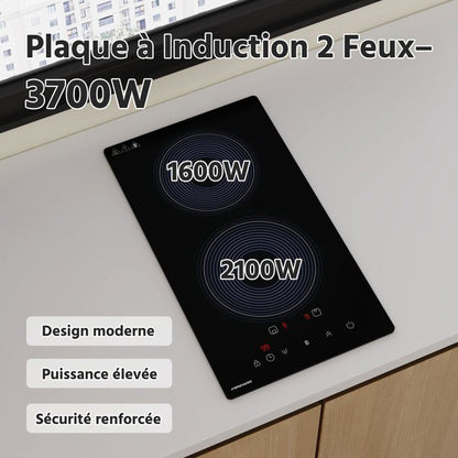 Plaque Induction FIREGAS 60 cm – 3 Foyers, 7400 W, Chauffage Rapide, Design Moderne, Haute Performance