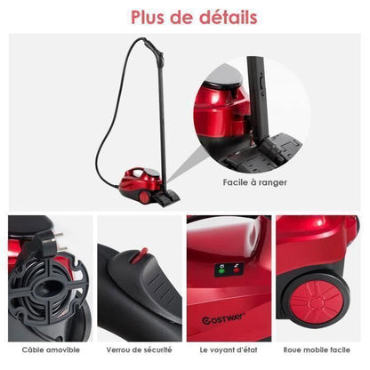 Nettoyeur Vapeur à Main 1500W Punaises de Lit COSTWAY-Réservoir 400 ml-2 Bar-14 Accessoires-125 ℃-Verrou de Sécurité Enfants-Bleu