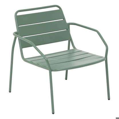 Fauteuil de salon de jardin "Phuket" vert olive traité en acier traité en epoxy - Hespéride
