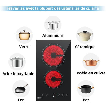 Plaque Vitrocéramique - WEHIMO - 2 Feux - 3000W - Tactile - Encastrable