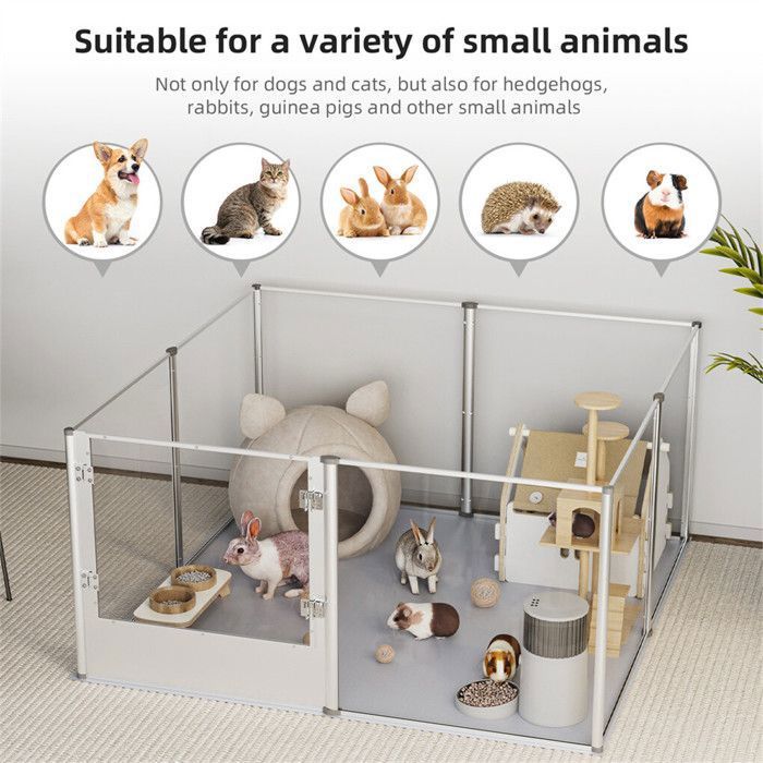 Parc pour Petits Animaux Enclos Lapin Intérieur Rongeur Chiot Cochon d'Inde - 6 Panneaux - 124x63x40cm