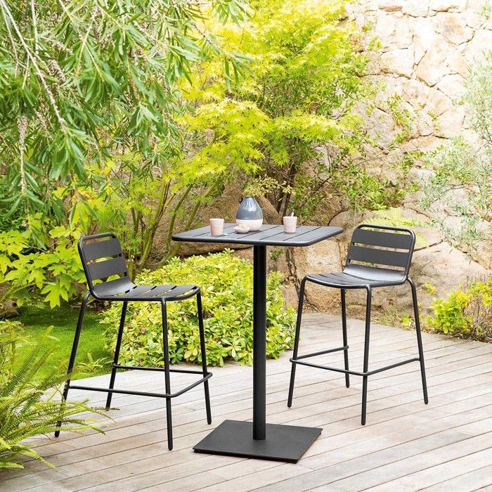 Table haute de jardin "Phuket" ambre 2 places en acier  - Hespéride