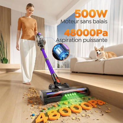 BUTURE VC100 Aspirateur Balai sans Fil - 48 kPa/500W - Filtration Efficace-Anti Emmêlement - Autonomie 55 min - Batterie Amovible