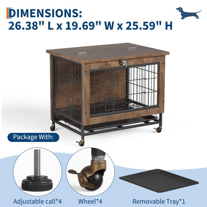Cage pour Chien 42 “, Double Porte de Sécurité, Séparateur Amovible, Plateau Inclus, Cage Pliable, Voyage avec Chien, Noir