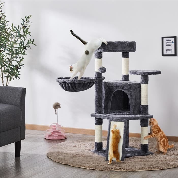 Yaheetech Arbre à Chat en Sisal Griffoir Grattoir Tour de Jeux pour Chat avec Centre d'activités Arbre a Chat Hauteur 107cm Rose